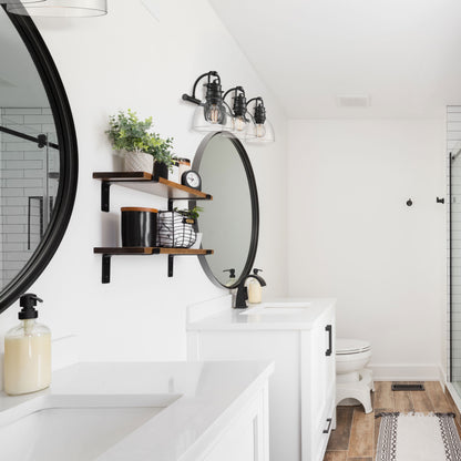 Yep by Golden Lighting Duncan 3-light Vanity in Matte Black and Clear Glass - - Golden Lighting