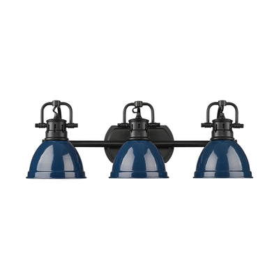 Yep by Golden Lighting Duncan 3-light Vanity in Matte Black and Navy Blue shade - - Golden Lighting