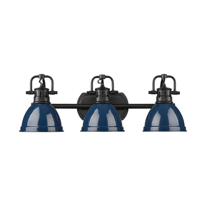 Yep by Golden Lighting Duncan 3-light Vanity in Matte Black and Navy Blue shade - - Golden Lighting