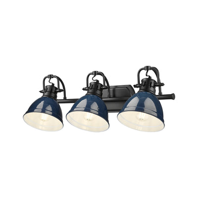Yep by Golden Lighting Duncan 3-light Vanity in Matte Black and Navy Blue shade - - Golden Lighting
