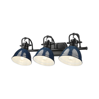 Yep by Golden Lighting Duncan 3-light Vanity in Matte Black and Navy Blue shade - - Golden Lighting