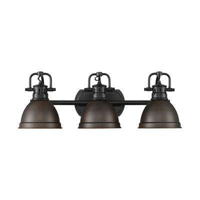 Yep by Golden Lighting Duncan 3-light Vanity in Matte Black and Rubbed Bronze shade - - Golden Lighting