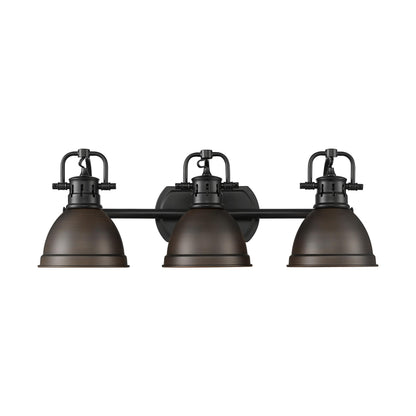 Yep by Golden Lighting Duncan 3-light Vanity in Matte Black and Rubbed Bronze shade - - Golden Lighting
