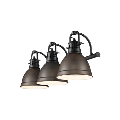 Yep by Golden Lighting Duncan 3-light Vanity in Matte Black and Rubbed Bronze shade - - Golden Lighting