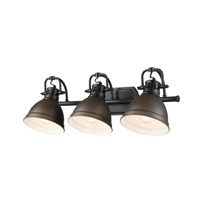 Yep by Golden Lighting Duncan 3-light Vanity in Matte Black and Rubbed Bronze shade - - Golden Lighting