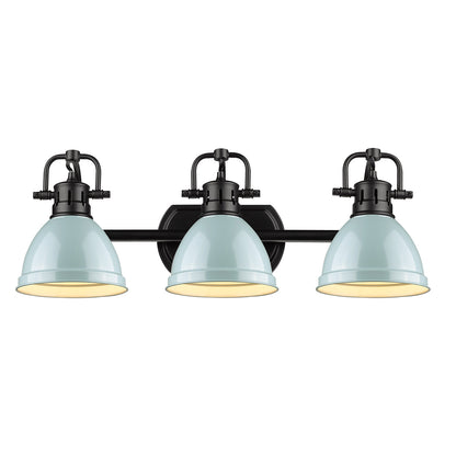 Yep by Golden Lighting Duncan 3-light Vanity in Matte Black and Seafoam shade - - Golden Lighting