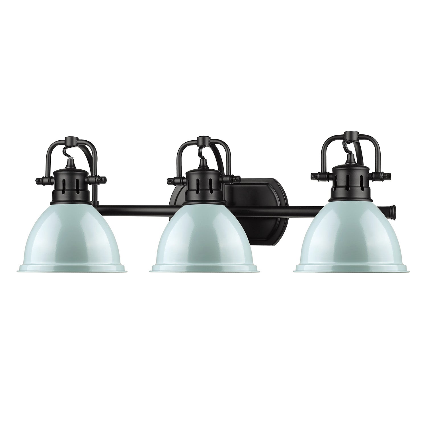 Yep by Golden Lighting Duncan 3-light Vanity in Matte Black and Seafoam shade - - Golden Lighting