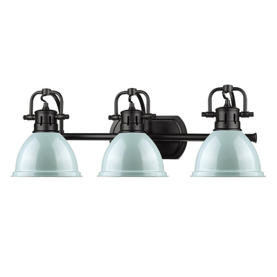 Yep by Golden Lighting Duncan 3-light Vanity in Matte Black and Seafoam shade - - Golden Lighting