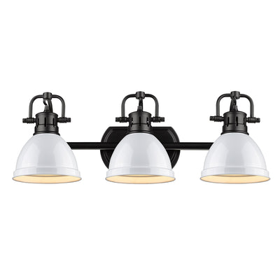 Yep by Golden Lighting Duncan 3-light Vanity in Matte Black and White shade - - Golden Lighting