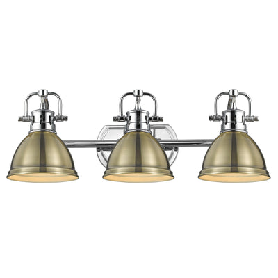 Yep by Golden Lighting Duncan 3-light Vanity in Chrome and Aged Brass shade - - Golden Lighting