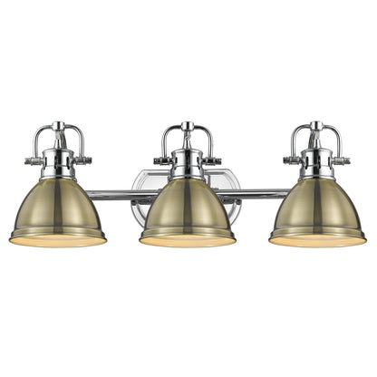 Yep by Golden Lighting Duncan 3-light Vanity in Chrome and Aged Brass shade - - Golden Lighting