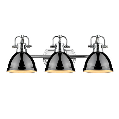 Yep by Golden Lighting Duncan 3-light Vanity in Chrome and Black shade - - Golden Lighting