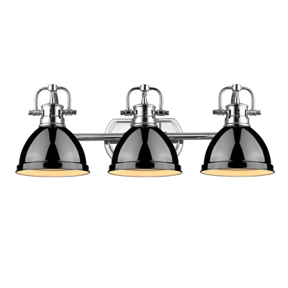 Yep by Golden Lighting Duncan 3-light Vanity in Chrome and Black shade - - Golden Lighting