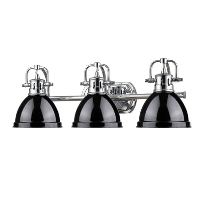 Yep by Golden Lighting Duncan 3-light Vanity in Chrome and Black shade - - Golden Lighting
