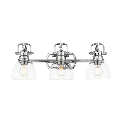 Yep by Golden Lighting Duncan 3-light Vanity in Chrome and Clear Glass - - Golden Lighting