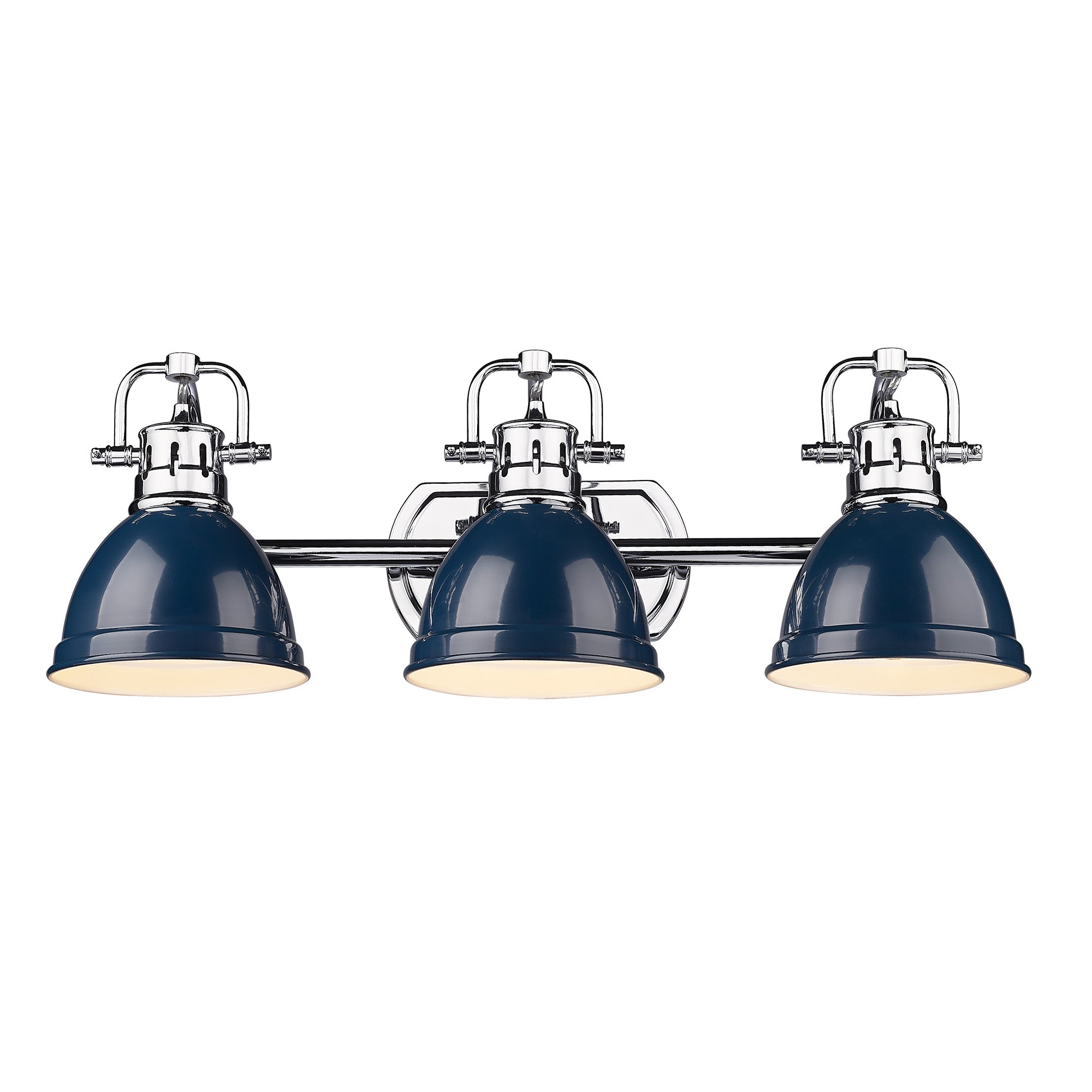 Yep by Golden Lighting Duncan 3-light Vanity in Chrome and Navy Blue shade - - Golden Lighting