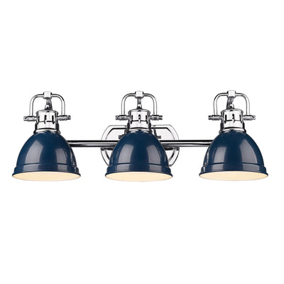 Yep by Golden Lighting Duncan 3-light Vanity in Chrome and Navy Blue shade - - Golden Lighting