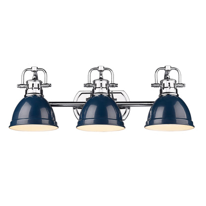 Yep by Golden Lighting Duncan 3-light Vanity in Chrome and Navy Blue shade - - Golden Lighting
