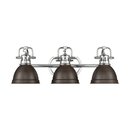 Yep by Golden Lighting Duncan 3-light Vanity in Chrome and Rubbed Bronze shade - - Golden Lighting