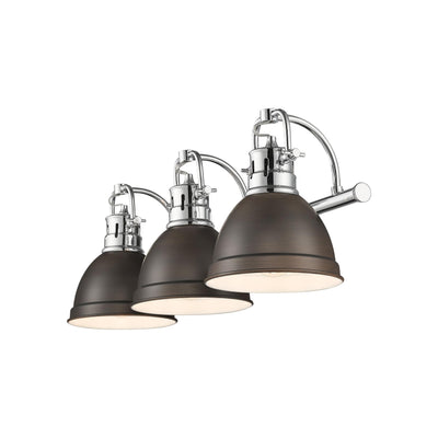 Yep by Golden Lighting Duncan 3-light Vanity in Chrome and Rubbed Bronze shade - - Golden Lighting