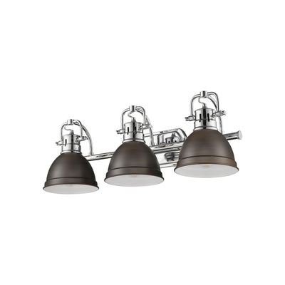Yep by Golden Lighting Duncan 3-light Vanity in Chrome and Rubbed Bronze shade - - Golden Lighting