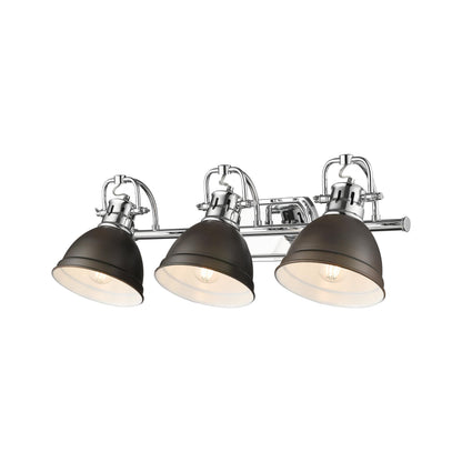 Yep by Golden Lighting Duncan 3-light Vanity in Chrome and Rubbed Bronze shade - - Golden Lighting