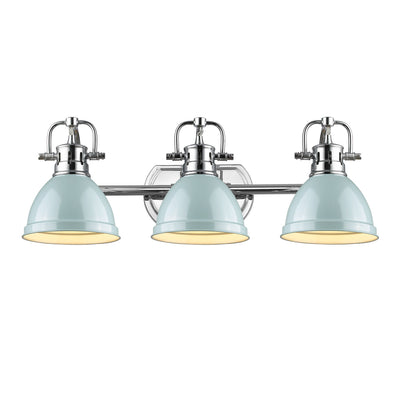 Yep by Golden Lighting Duncan 3-light Vanity in Chrome and Seafoam shade - - Golden Lighting