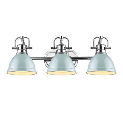 Yep by Golden Lighting Duncan 3-light Vanity in Chrome and Seafoam shade - - Golden Lighting
