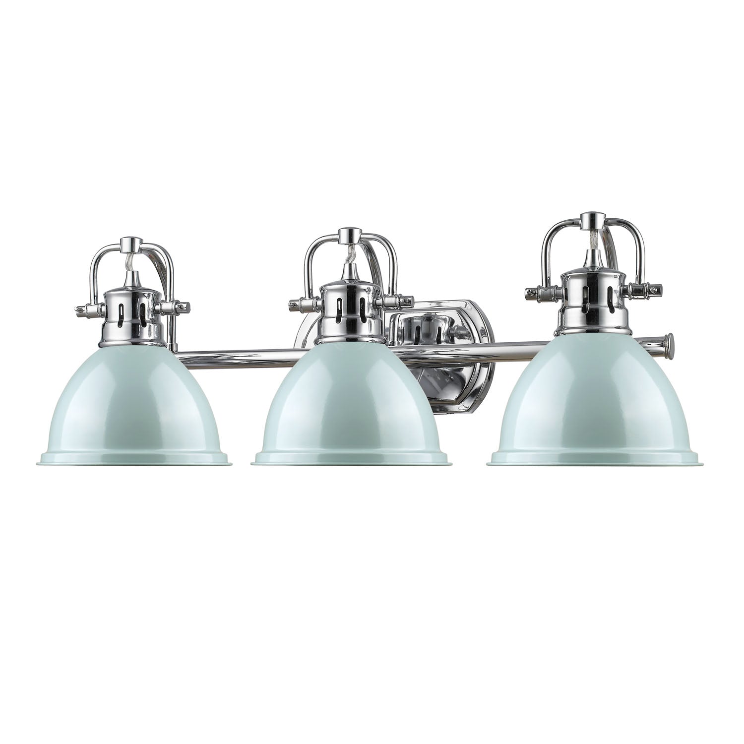 Yep by Golden Lighting Duncan 3-light Vanity in Chrome and Seafoam shade - - Golden Lighting