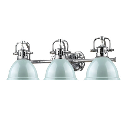 Yep by Golden Lighting Duncan 3-light Vanity in Chrome and Seafoam shade - - Golden Lighting