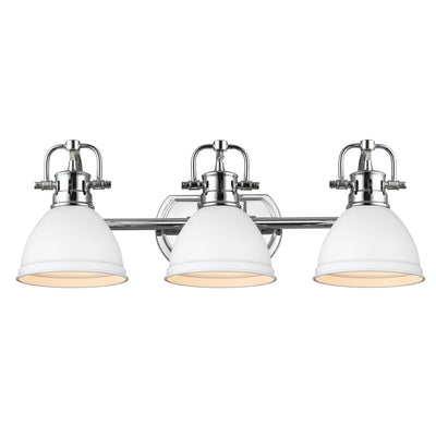 Yep by Golden Lighting Duncan 3-light Vanity in Chrome and Matte White shade - - Golden Lighting