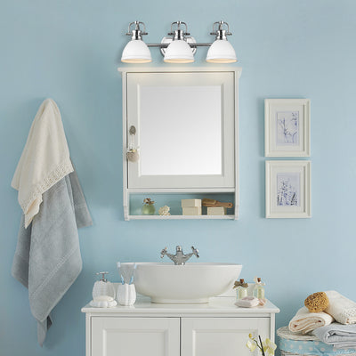 Yep by Golden Lighting Duncan 3-light Vanity in Chrome and Matte White shade - - Golden Lighting