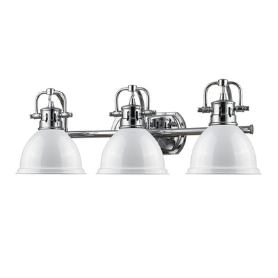 Yep by Golden Lighting Duncan 3-light Vanity in Chrome and White shade - - Golden Lighting