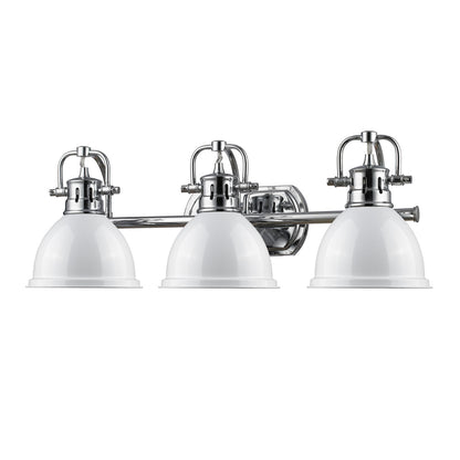 Yep by Golden Lighting Duncan 3-light Vanity in Chrome and White shade - - Golden Lighting