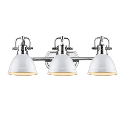 Yep by Golden Lighting Duncan 3-light Vanity in Chrome and White shade - - Golden Lighting