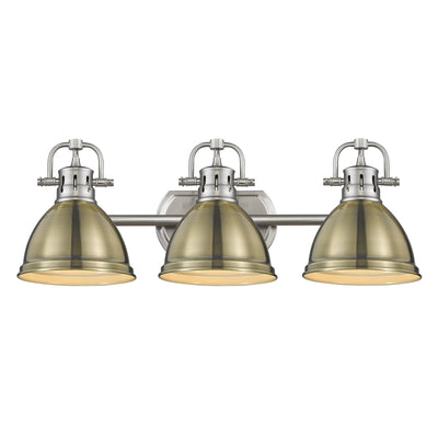 Yep by Golden Lighting Duncan 3-light Vanity in Pewter and Aged Brass shade - - Golden Lighting