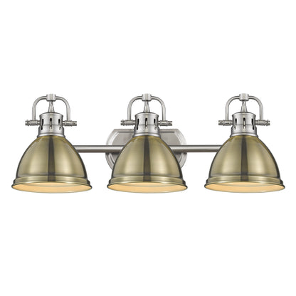 Yep by Golden Lighting Duncan 3-light Vanity in Pewter and Aged Brass shade - - Golden Lighting