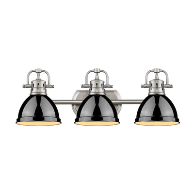 Yep by Golden Lighting Duncan 3-light Vanity in Pewter and Black shade - - Golden Lighting