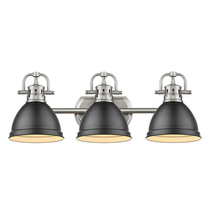 Yep by Golden Lighting Duncan 3-light Vanity in Pewter and Matte Black shade - - Golden Lighting