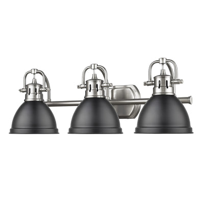 Yep by Golden Lighting Duncan 3-light Vanity in Pewter and Matte Black shade - - Golden Lighting