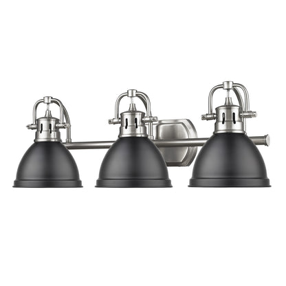 Yep by Golden Lighting Duncan 3-light Vanity in Pewter and Matte Black shade - - Golden Lighting