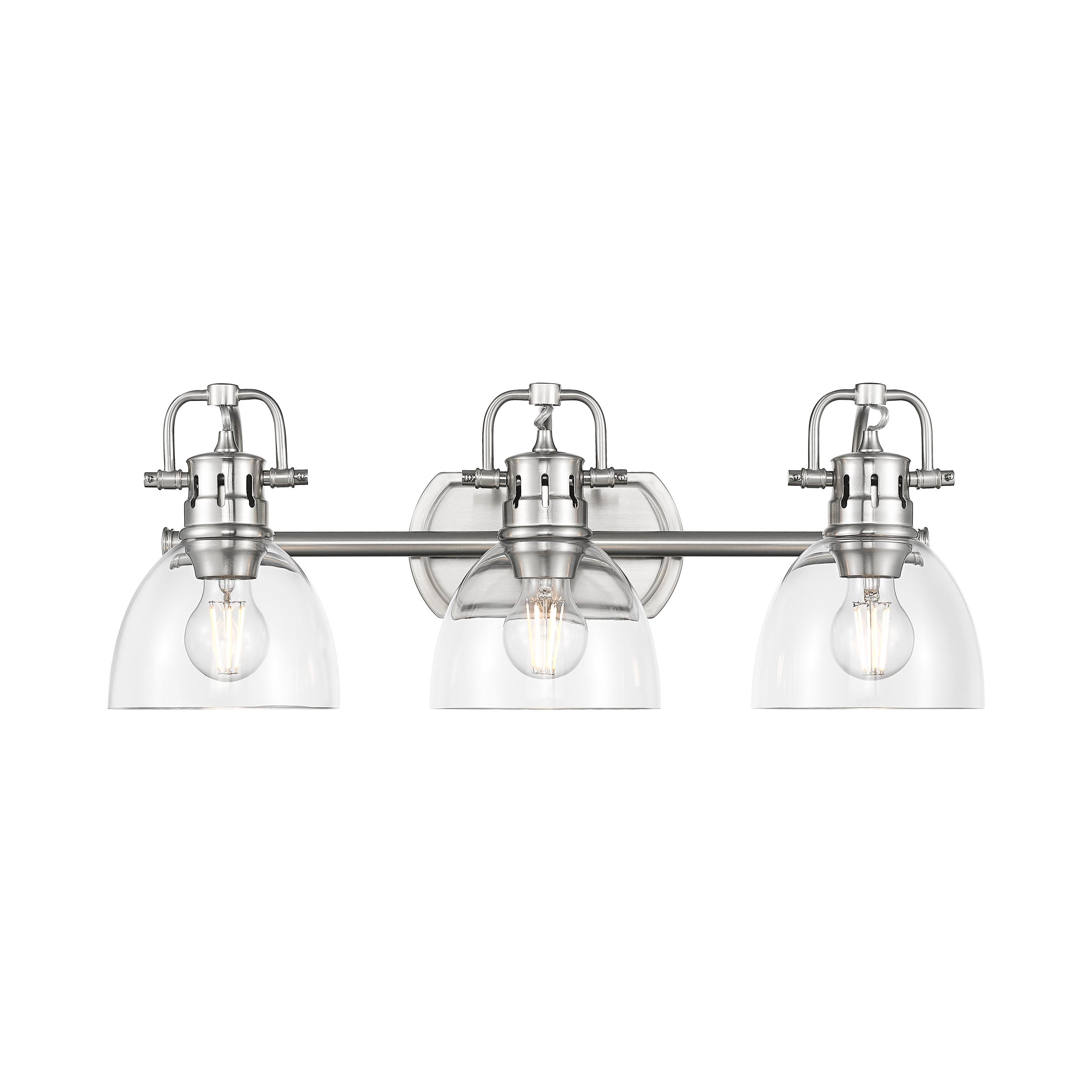 Yep by Golden Lighting Duncan 3-light Vanity in Pewter and Clear Glass - - Golden Lighting