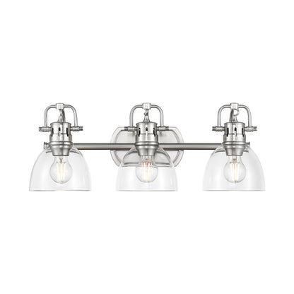 Yep by Golden Lighting Duncan 3-light Vanity in Pewter and Clear Glass - - Golden Lighting