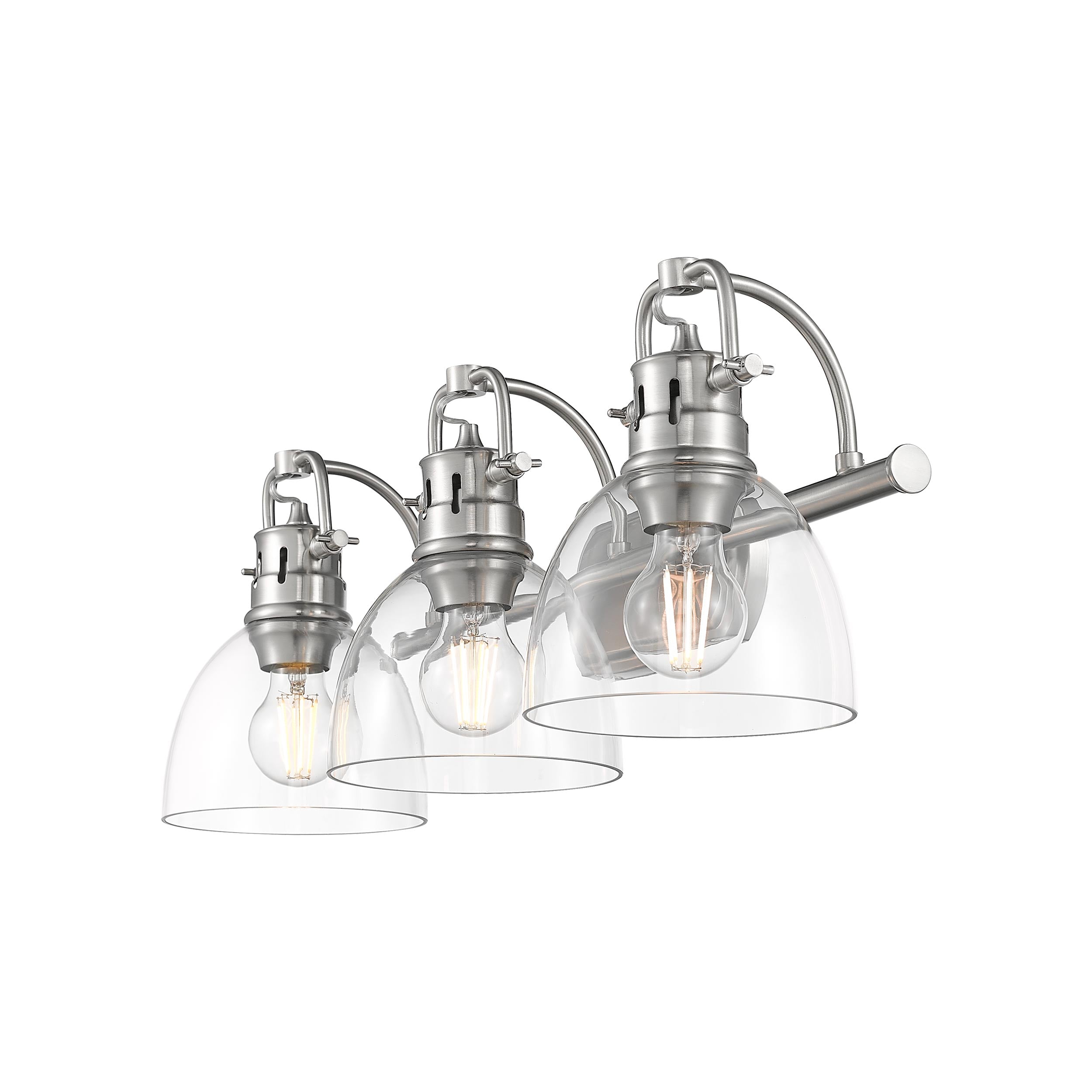 Yep by Golden Lighting Duncan 3-light Vanity in Pewter and Clear Glass - - Golden Lighting
