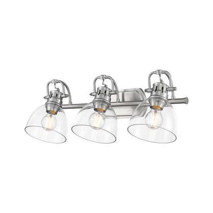 Yep by Golden Lighting Duncan 3-light Vanity in Pewter and Clear Glass - - Golden Lighting