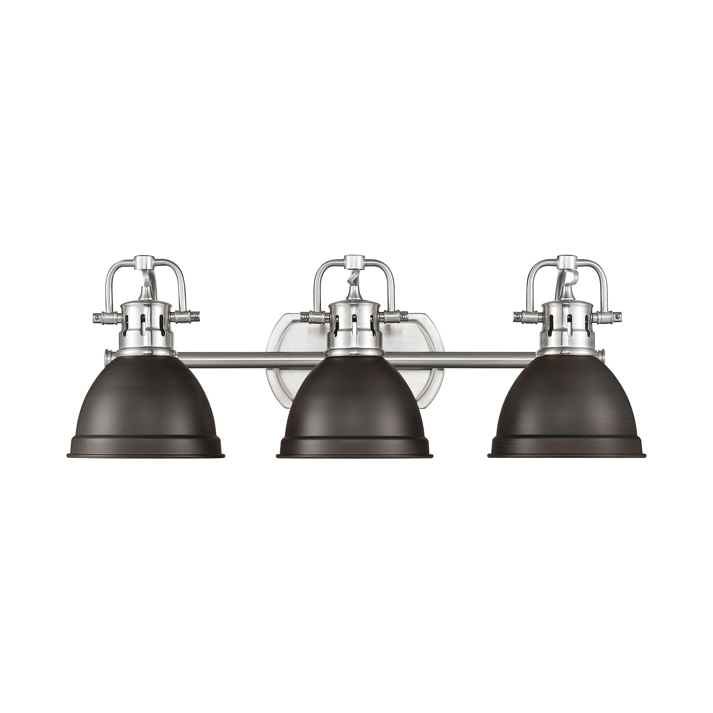 Yep by Golden Lighting Duncan 3-light Vanity in Pewter and Rubbed Bronze shade - - Golden Lighting
