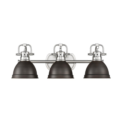Yep by Golden Lighting Duncan 3-light Vanity in Pewter and Rubbed Bronze shade - - Golden Lighting