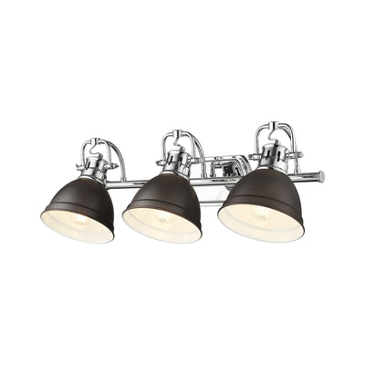 Yep by Golden Lighting Duncan 3-light Vanity in Pewter and Rubbed Bronze shade - - Golden Lighting