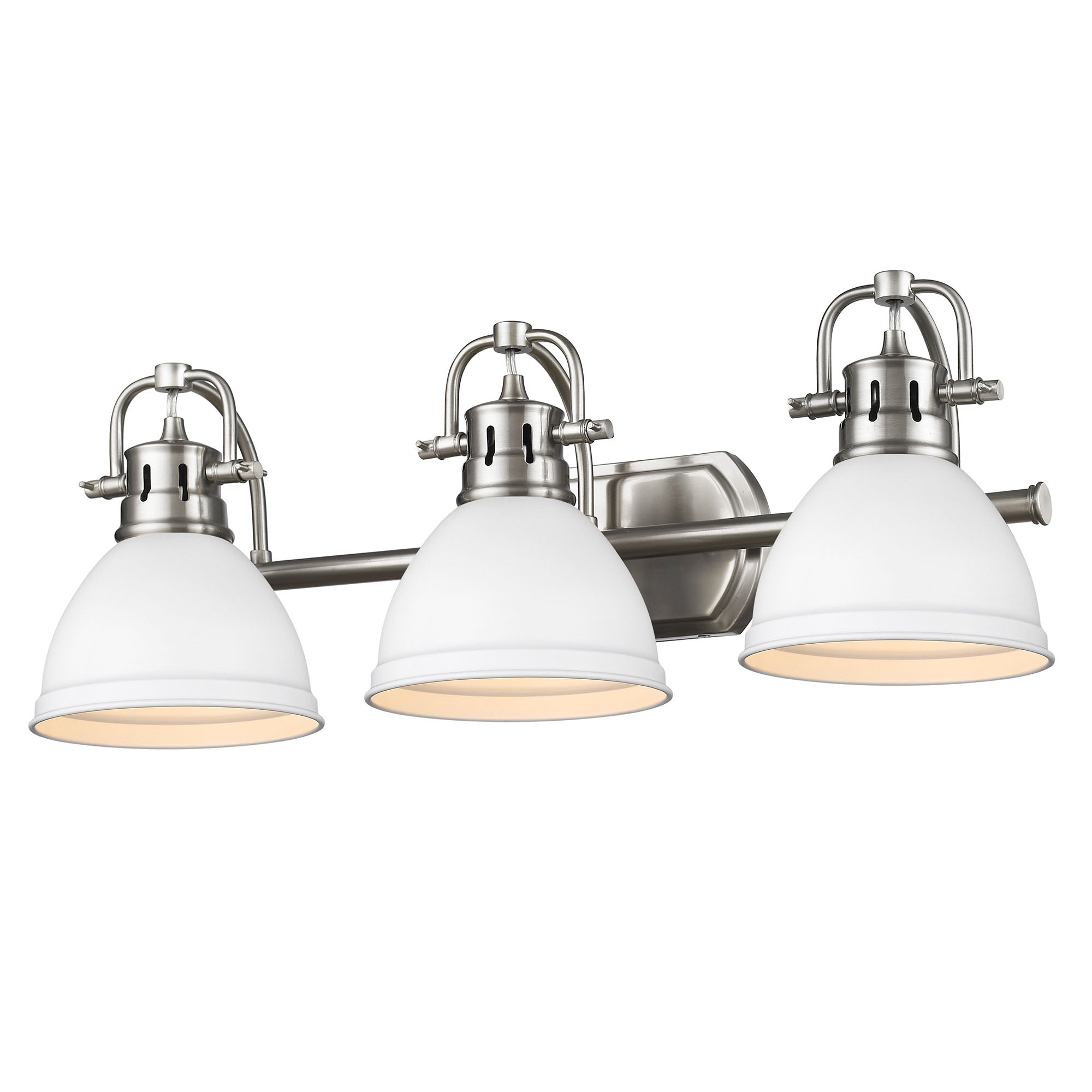 Yep by Golden Lighting Duncan 3-light Vanity in Pewter and Matte White shade - - Golden Lighting