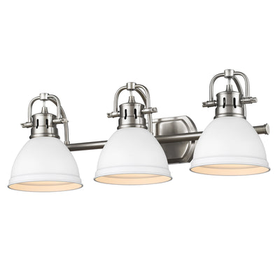 Yep by Golden Lighting Duncan 3-light Vanity in Pewter and Matte White shade - - Golden Lighting